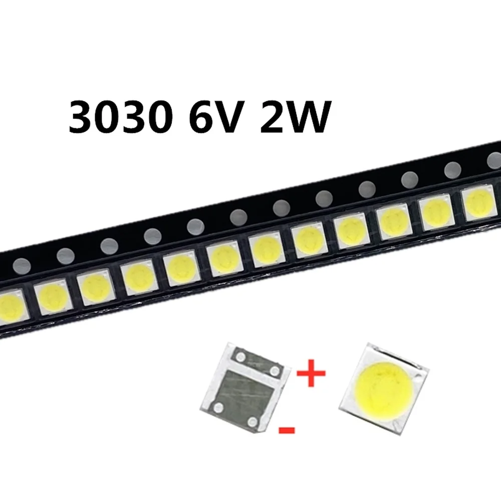 50-Pack High Power LED Backlight, 2W 3030, 6V, White,