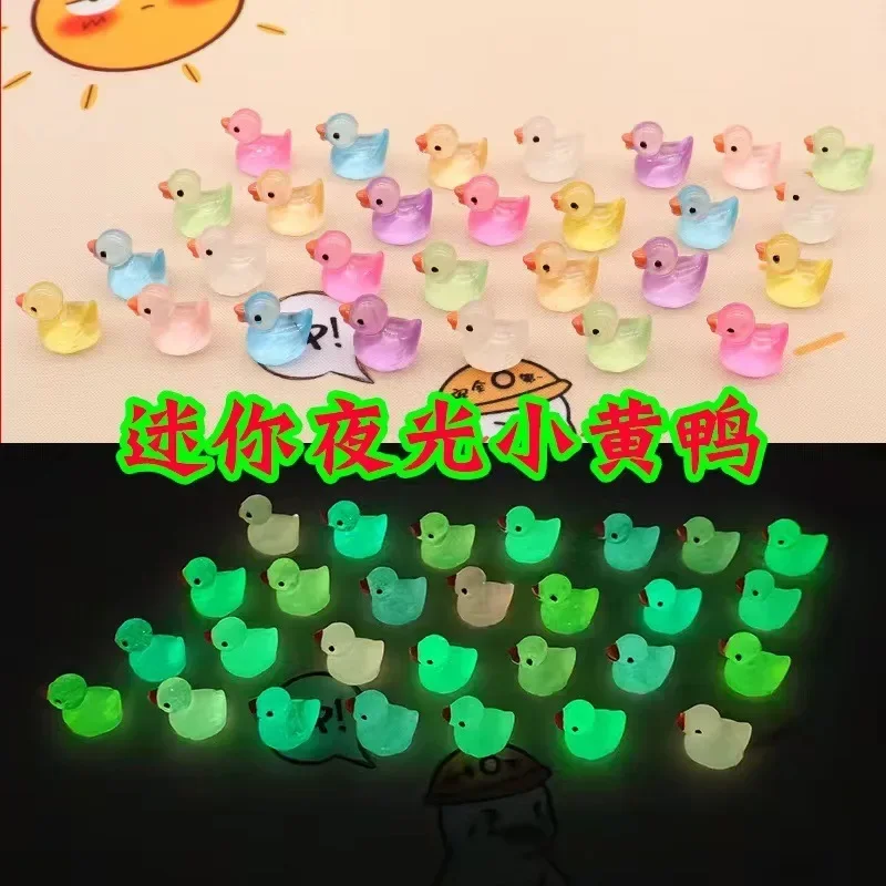 Miniature Duck Figurines 100/50Pcs Yellow Ducks Luminous Ornament For Fairy Garden Landscape Home Decor