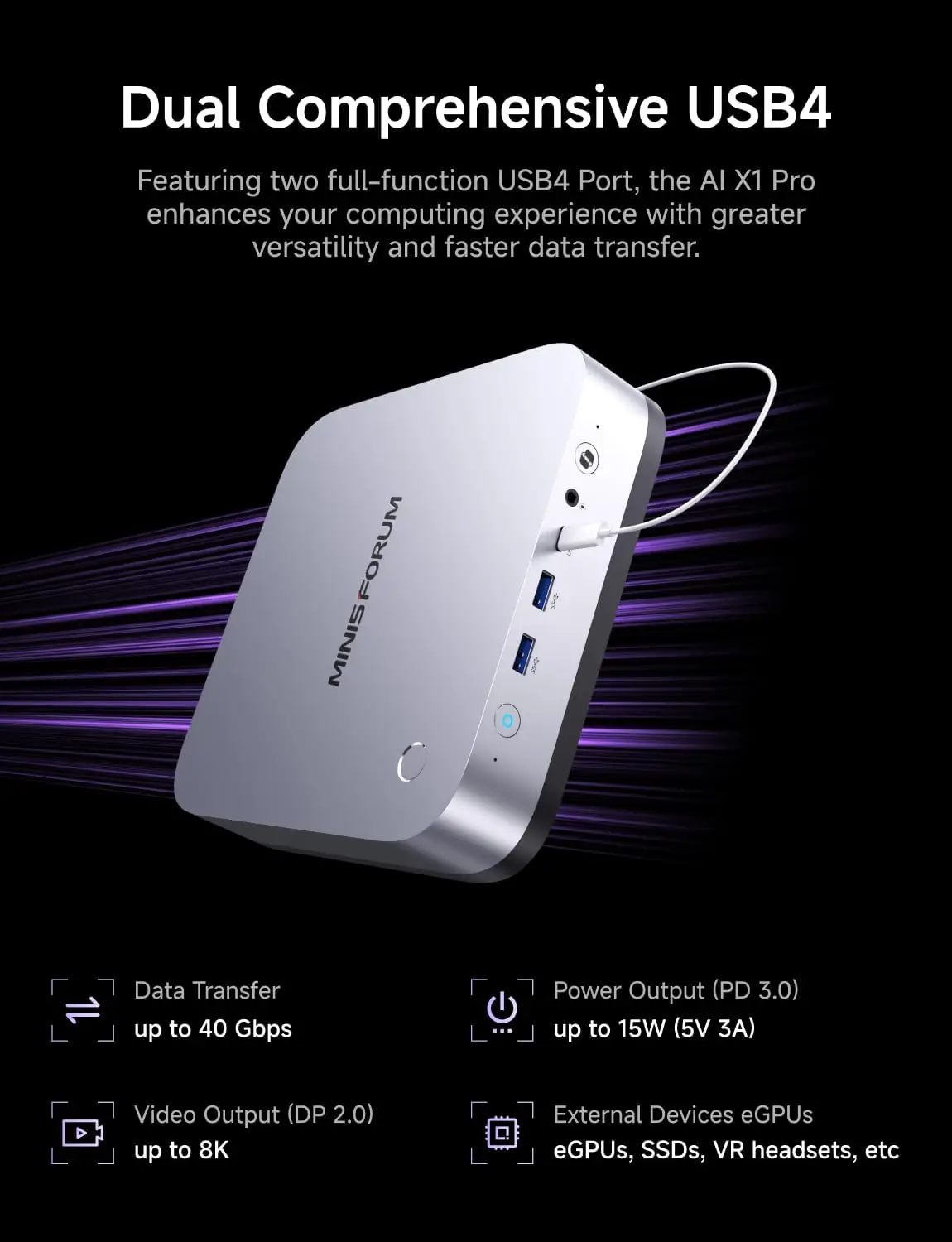 ミニPC MINIS FORUM AI X1 Pro 370 Minisforum AI X1 Pro