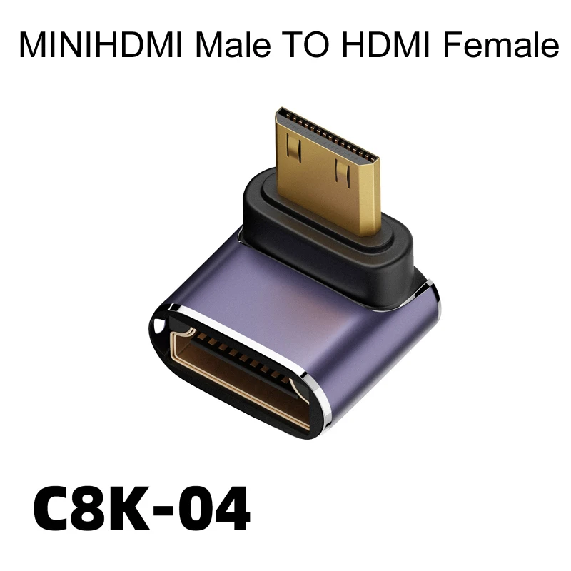 Mini MINIHDMI/Micro HDMI MicroHDMI TO HDMI-Compatible Adapter 90 270 Degree Right Angle Male to Female Converter 8K@60HZ HD Conn