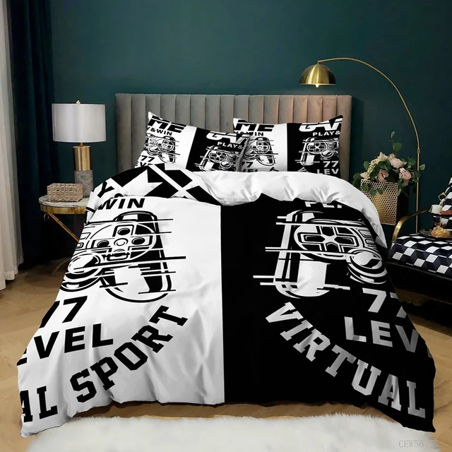 Teen Gamepad Duvet Cover Modern Gamer Comforter Cover for Kids Boys  Children Video Game Bedding Set Player Gaming Joystick Cover 