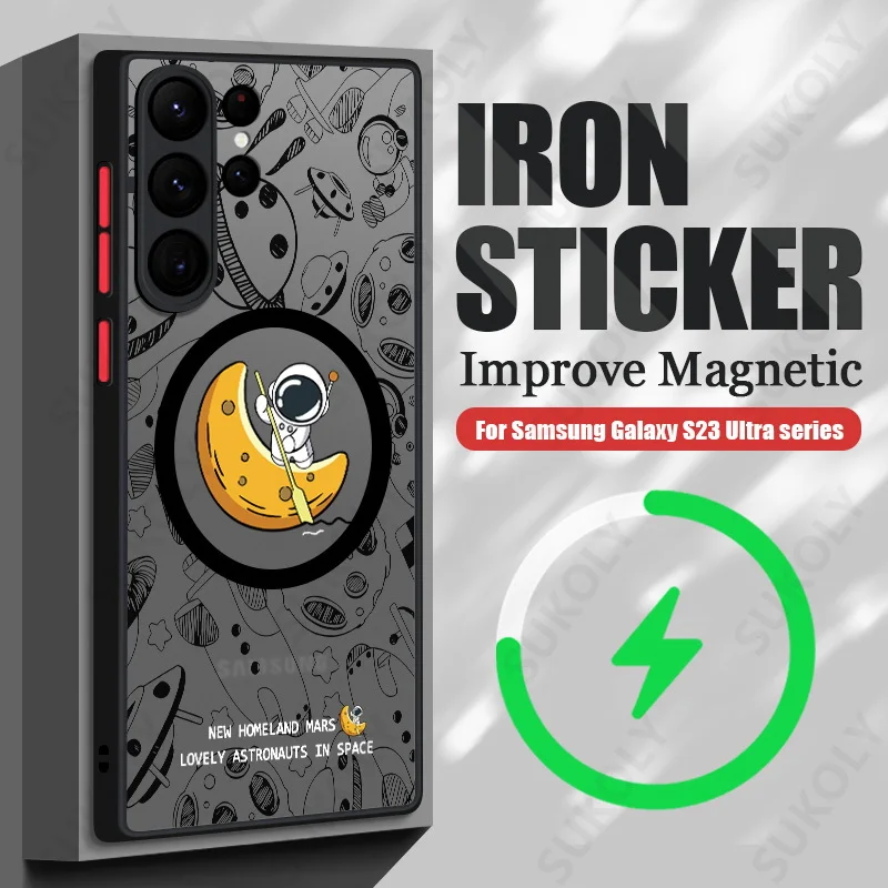 Magnetic Space Astronaut Matte Phone Case Cover