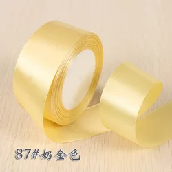 Luxurious Silk Satin Ribbon Roll for Gift Wrapping and Decorative Crafts - Multiple Widths Available (Light Gold)