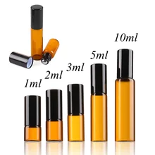 

1PC Amber Roller Ball Essential Glass Oil Bottle Empty Perfume Roller Ball Refillable Liquid Container 1/2/3/5/10ML Makeup Tools