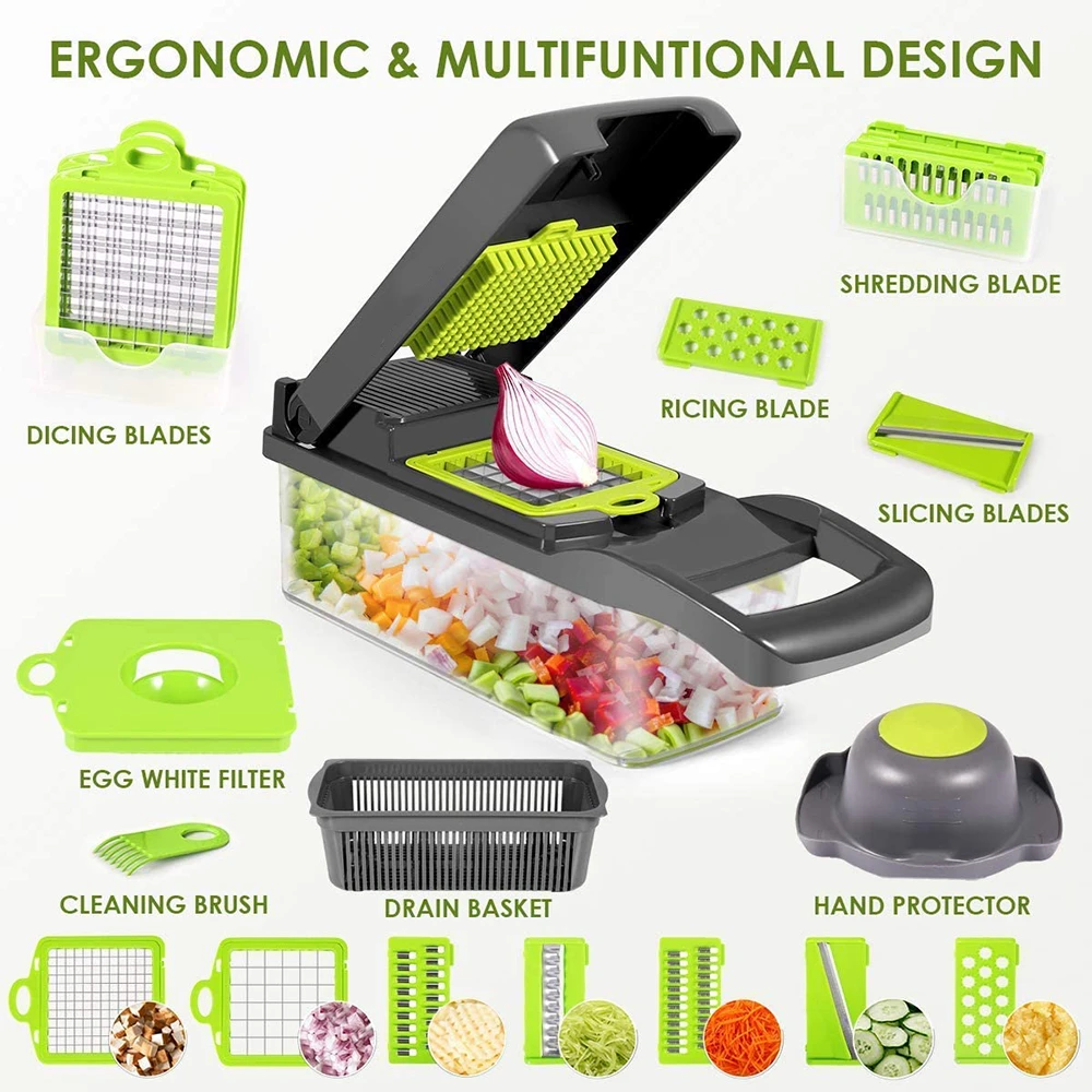 Vegetable Chopper Onion Dicer With Big Container Fruit Veggie Slicer