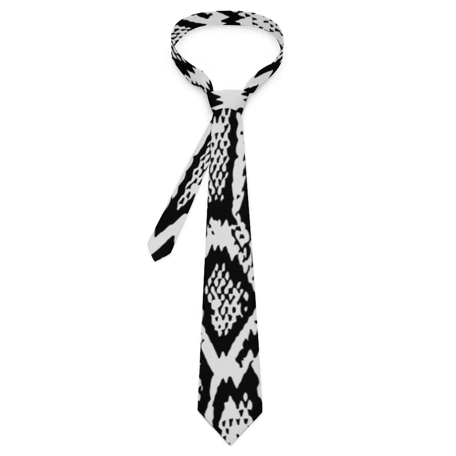 

Black Snakeskin Texture Tie Toxical Cobra And Boa Neck Ties Elegant Collar Tie For Men Daily Wear Party Necktie Accessories
