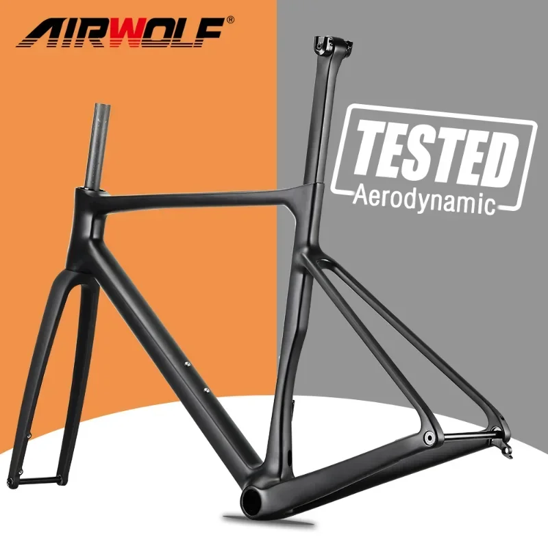 

Airwolf New T1100 Carbon Road Frame 700C*38c Carbon Bike Frame BB86 Road Bicycle 142*12mm Carbon Disc Brake Frameset