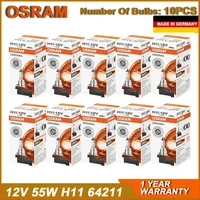 OSRAM Original H11 64211 PGJ19-2 Car Halogen Headlight 12V 55W 3200K Fog Light Auto Bulb  Standard Lamp Made In Germany (10PCS) 1