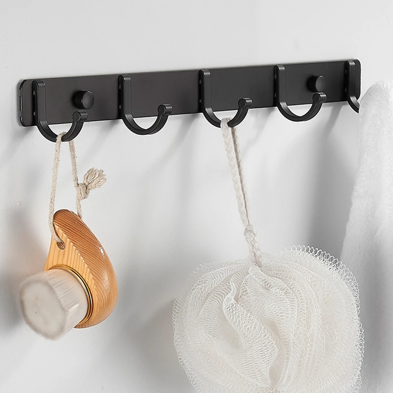 Space Aluminum Black Hook Bathroom Towel Hook Living Room Door Back Clothes Simple Black Storage To Save Space
