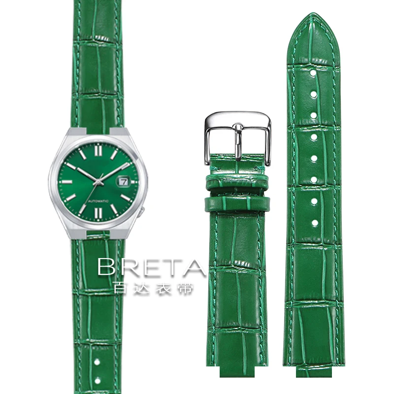 Premium Genuine Leather Watch Strap with Butterfly Clasp and Concave Ends