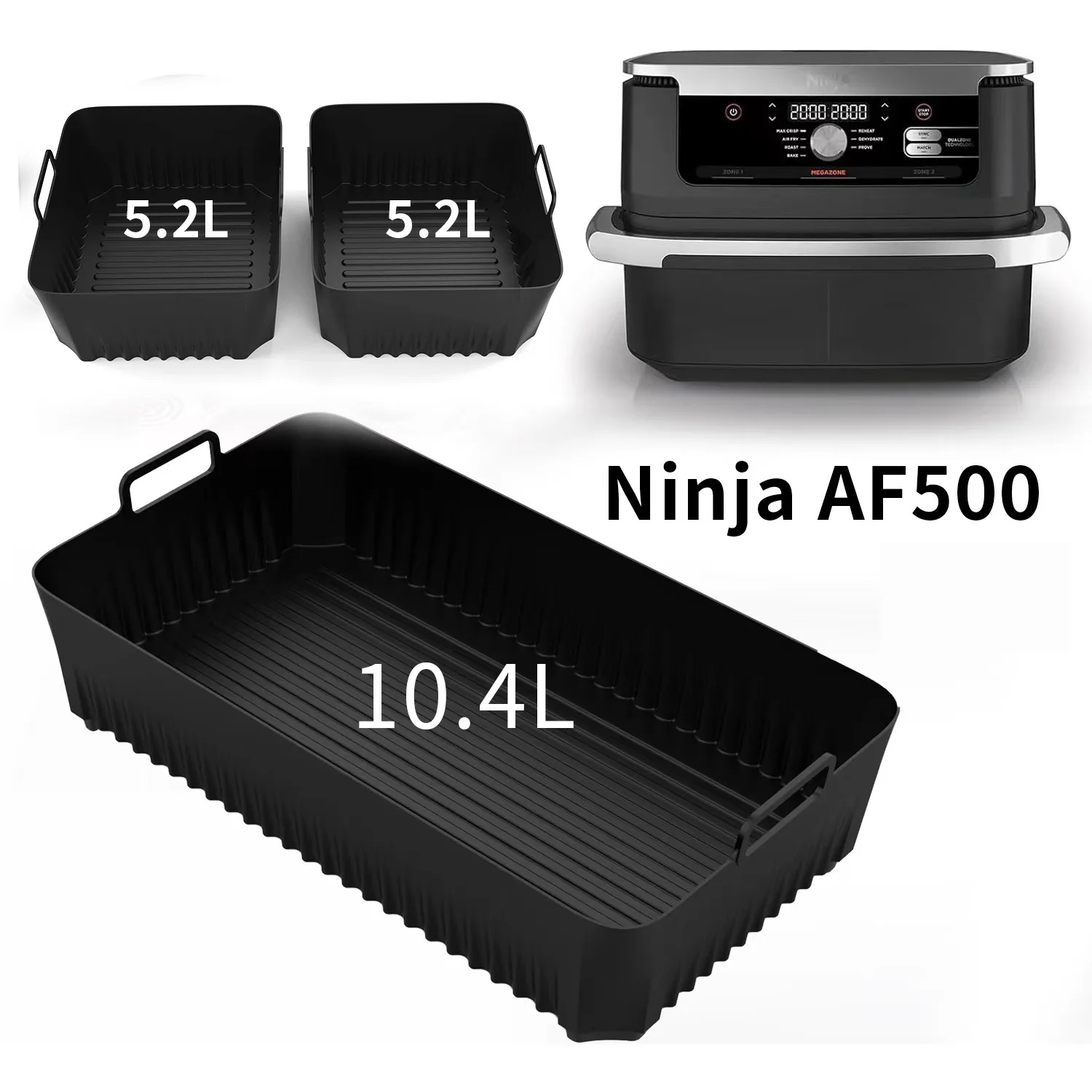 Fodere in Silicone per Friggitrice ad Aria Rettangolari per Ninja DZ071/AF500UK - Foto 7 di 37