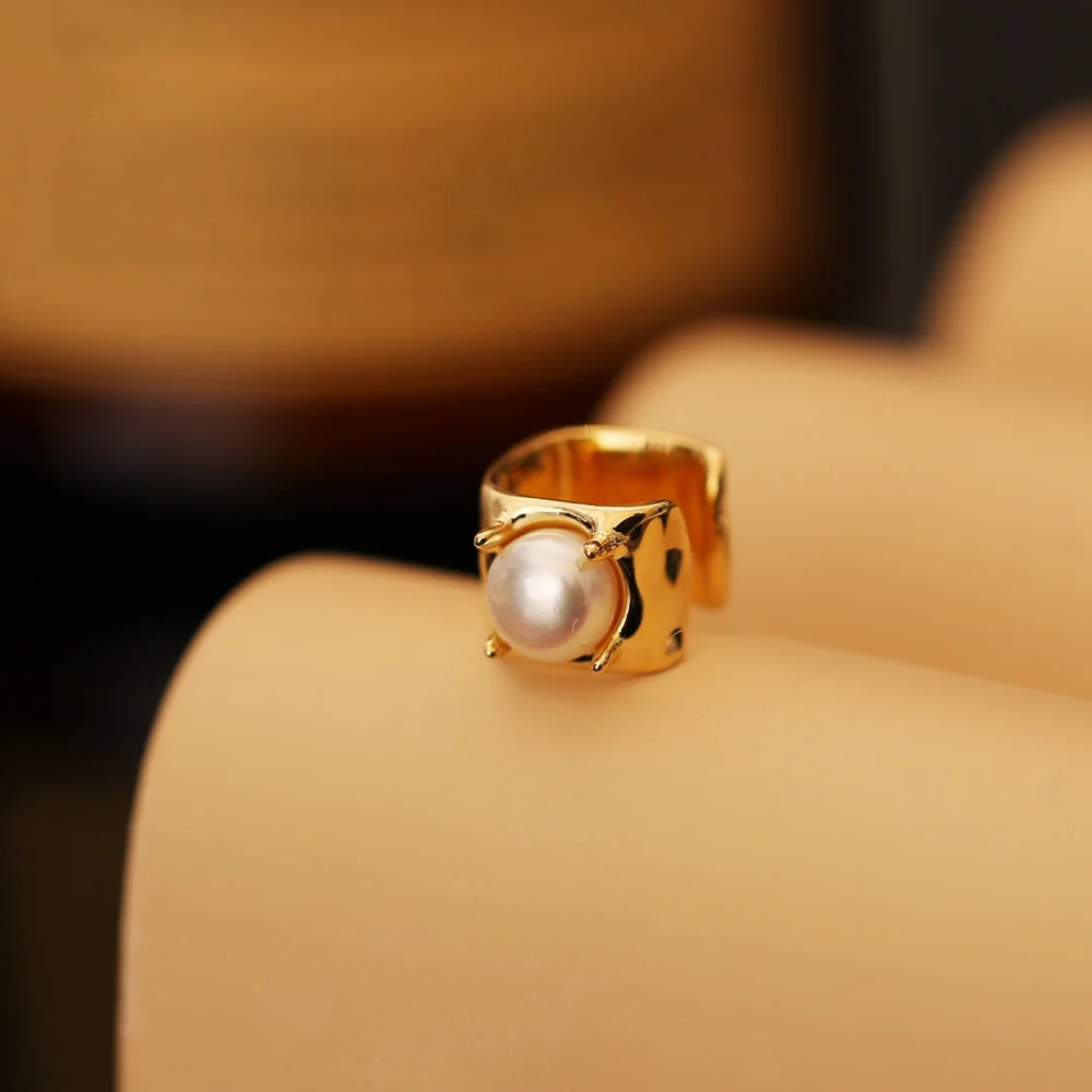 Imitation Perle nicht Piercing Ohr manschette Ohrringe für Frauen 1pc Gold Farbe Persönlichkeit y2k 2000s ästhetischen Modeschmuck kde134 – Detail 2