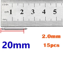 Stainless Steel Watch Band Spring Bar Pins - 2mm Diameter, Various Lengths (15pcs - 20mm)