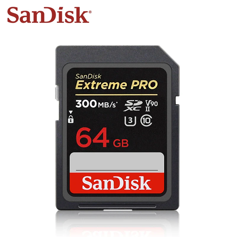 샌디스크 익스트림 프로 SD 카드 UHS-II 메모리 카드 V90 U3 C10 300MB/s 시네마틱 8K 4K 비디오 64GB 128GB 카메라 DSLR 미러리스용