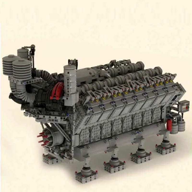 

4777 parts V16 Diesel Engine Classic Creative Diesel Engine MOC-73232 Building Block GBC Children's Educational High-Tech Toys