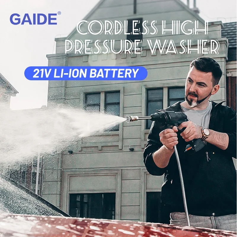 GAIDE Car Washer Gun Pump Car Washing and Other 40mpa Max. Pressure Cleaning Lithium Battery Brush Motor 6 Months GAIDE or OEM