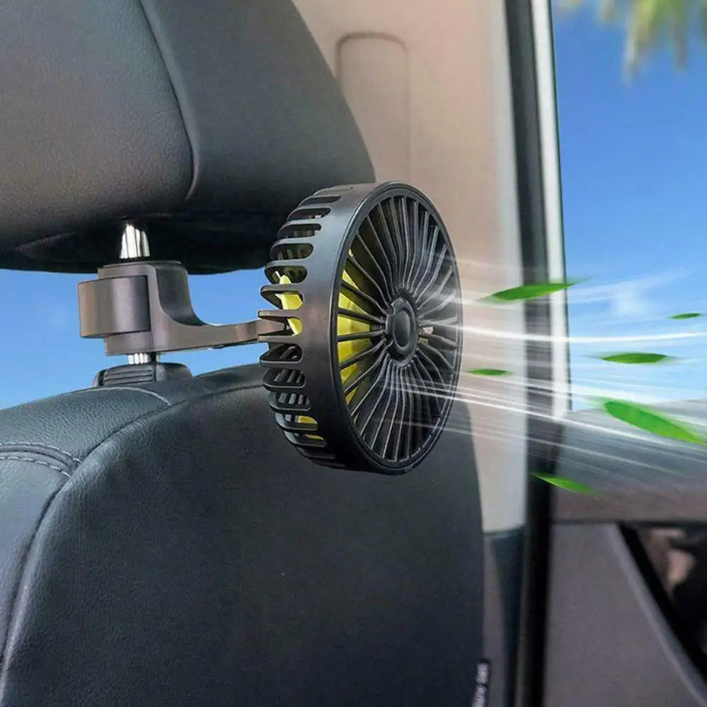 Usb Car Headrest Fan Mini Rear Seat 3 speed Adjustable Air Cooling
