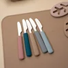 Silicone Handle Baby Stainless Steel Spoon Fork Knife Training Dinnerware Sets Toddler Safe Tableware Kids Easy Feeding Tools 3