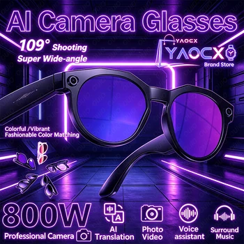 Nuovi Occhiali Smart con Chiamate Bluetooth, Fotografia 800W Pixel, Video, Traduzione AI, Doppio Microfono e Riduzione del Rumore