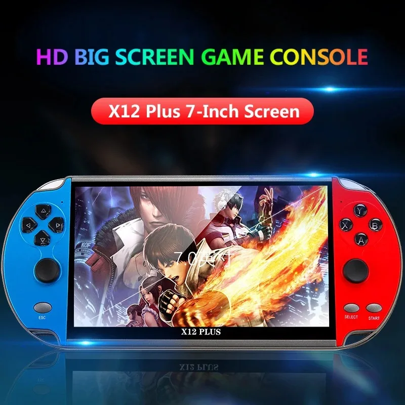 X12 Plus Portable Gaming Console, 7.0-inch HD screen, Portable Audio-Video Player, Classic Games, Over 10,000 Free Built-in Game