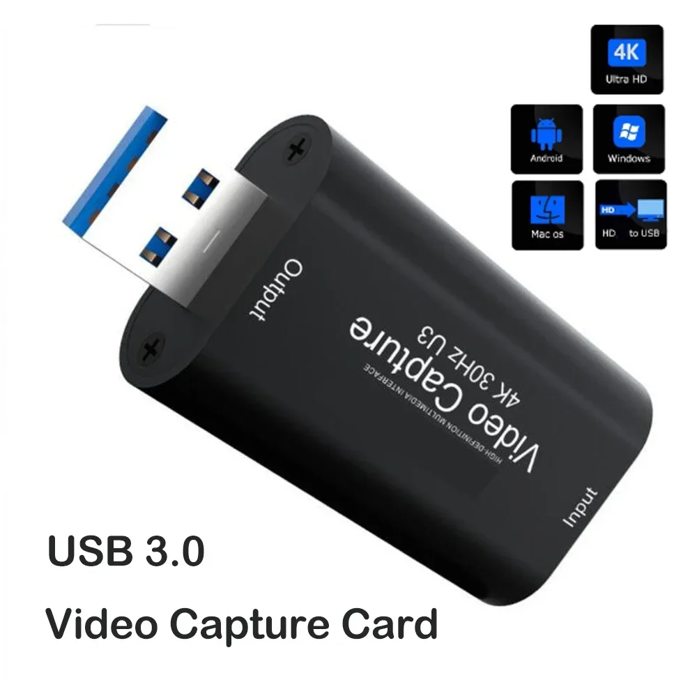 Ultra HD Video Capture Card with HDMI Input for Recording and Live Streaming