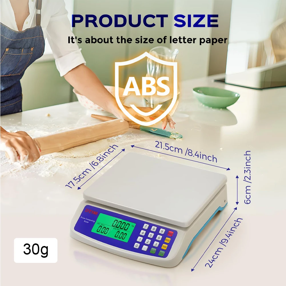 40kg/1g Commercial Food Scale LCD Display Coins Counting Scale Multi-Function Stainless Steel Counting Scale for Baking Cooking