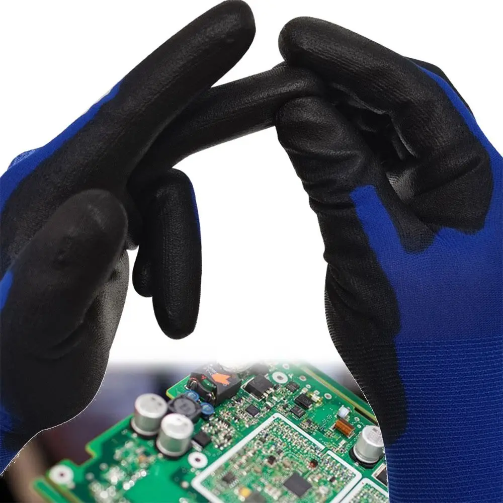 PU Coated Anti-static Gloves Thin Flexible Elastic Knitting Working Gloves for Instrument Assembly Precision Instrument Repair work gloves protective gloves antistatic gloves