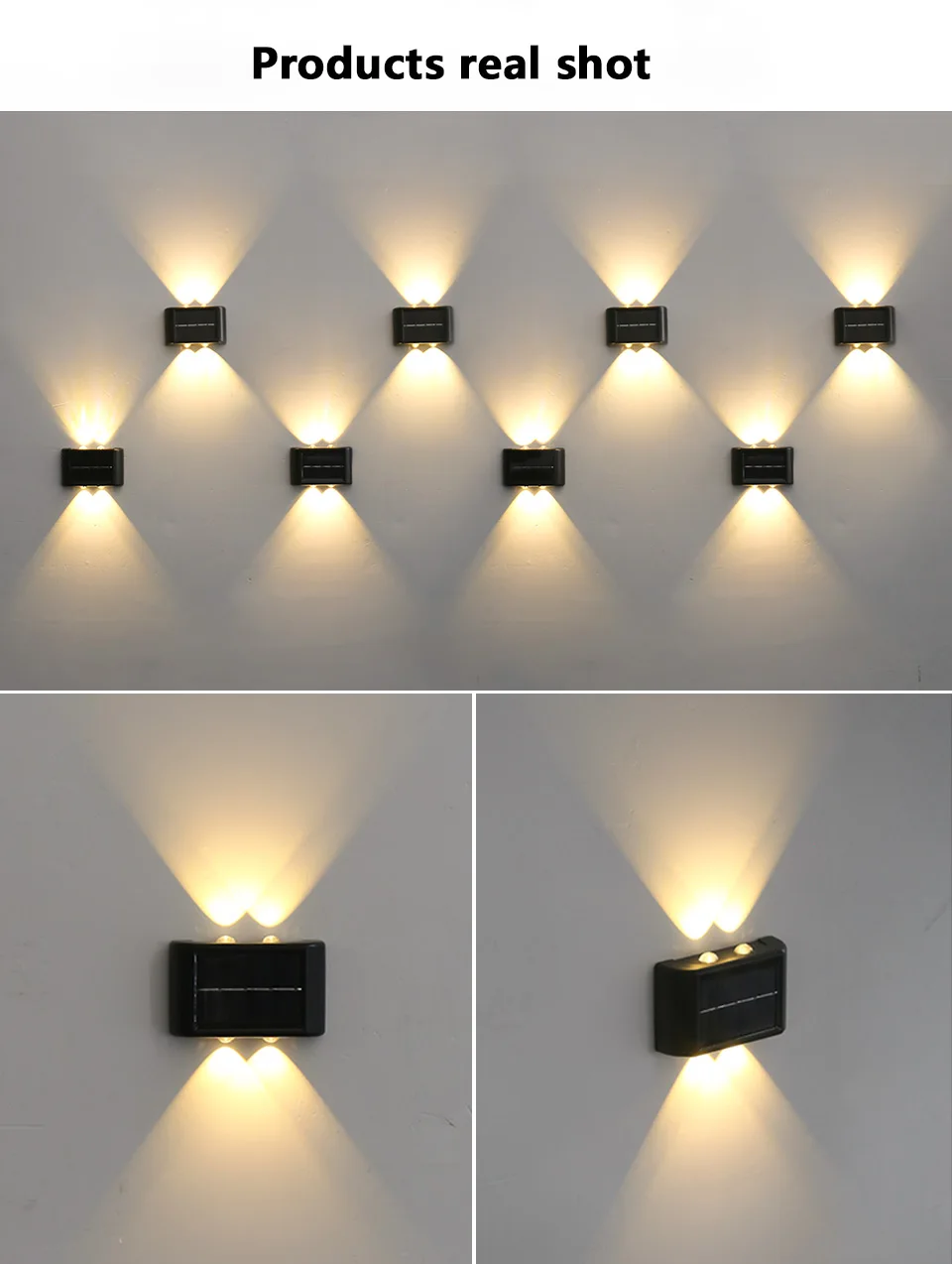 Description Picture 6 of itemLED Solar Wall Lights Outdoor Waterproof Up and Down Luminous Lighting IP65 AC86-265V LED Wall Lamp Garden Decor Garage Lamp