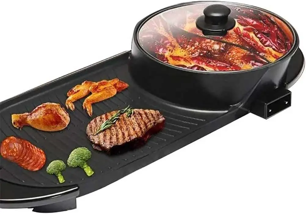 

in 1 Grill with Shabu Shabu Hot . Multifunctional Indoor Teppanyaki Korean BBQ Capacity for 2-10 People Dtf oven Drew barrymore