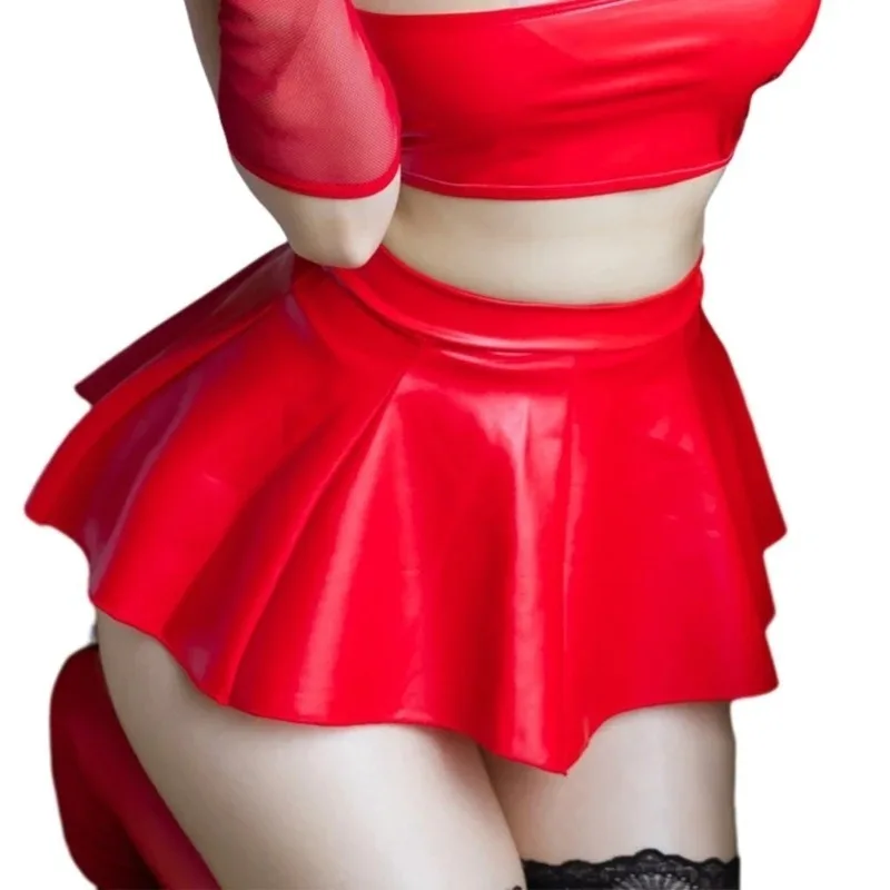 Women PU Leather Pleated Mini Skirt Lingerie Hot Outfit Clubwear 449B 5