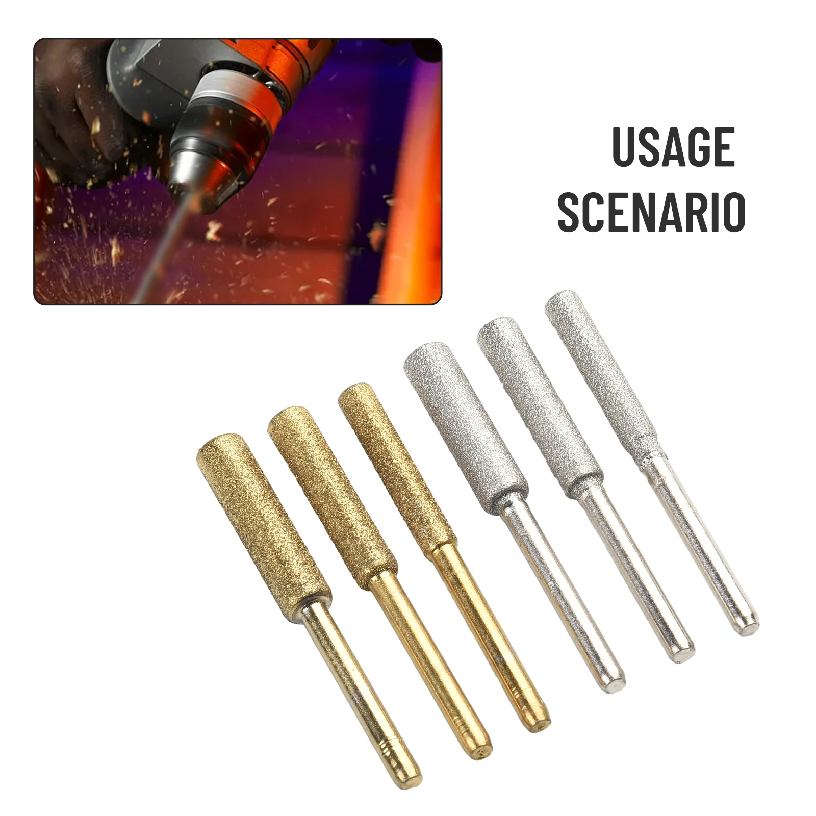 6 Stück beschichteter zylindrischer Grat 4/4,8/5,5 mm Kettensägenschärfer Steinfeile Kettensäge Schärfen Schleifkopf – Detail 2