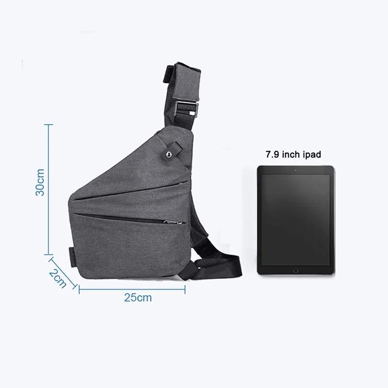 Chest Bags Crossobdy Bags for Men Waterproof Male Multifunction Cross Body Messenger Bag Single Shoulder Grey Fanny Pack Sac - 3