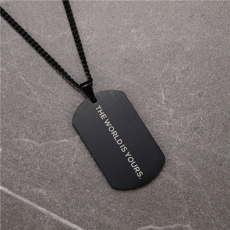 US7 Dogtag ID 펜던트 '월드 유' 스테인레스 스틸 밀리터리 플레이트 칼라, 남성 목걸이 레터링 육군 Ketting 군인 2022 