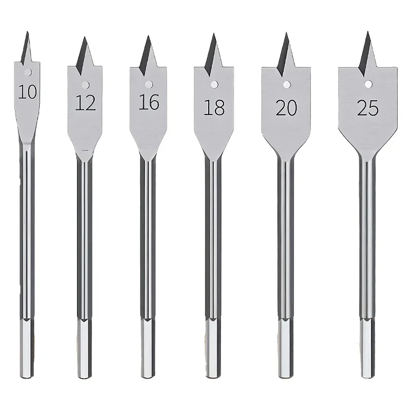 ‌6PC Triangular Wood Drill Bit Set – Hex Shank Flat Bits for Drawer/Cabinet Locks Precision Woodworking & Hole Saw Applications‌