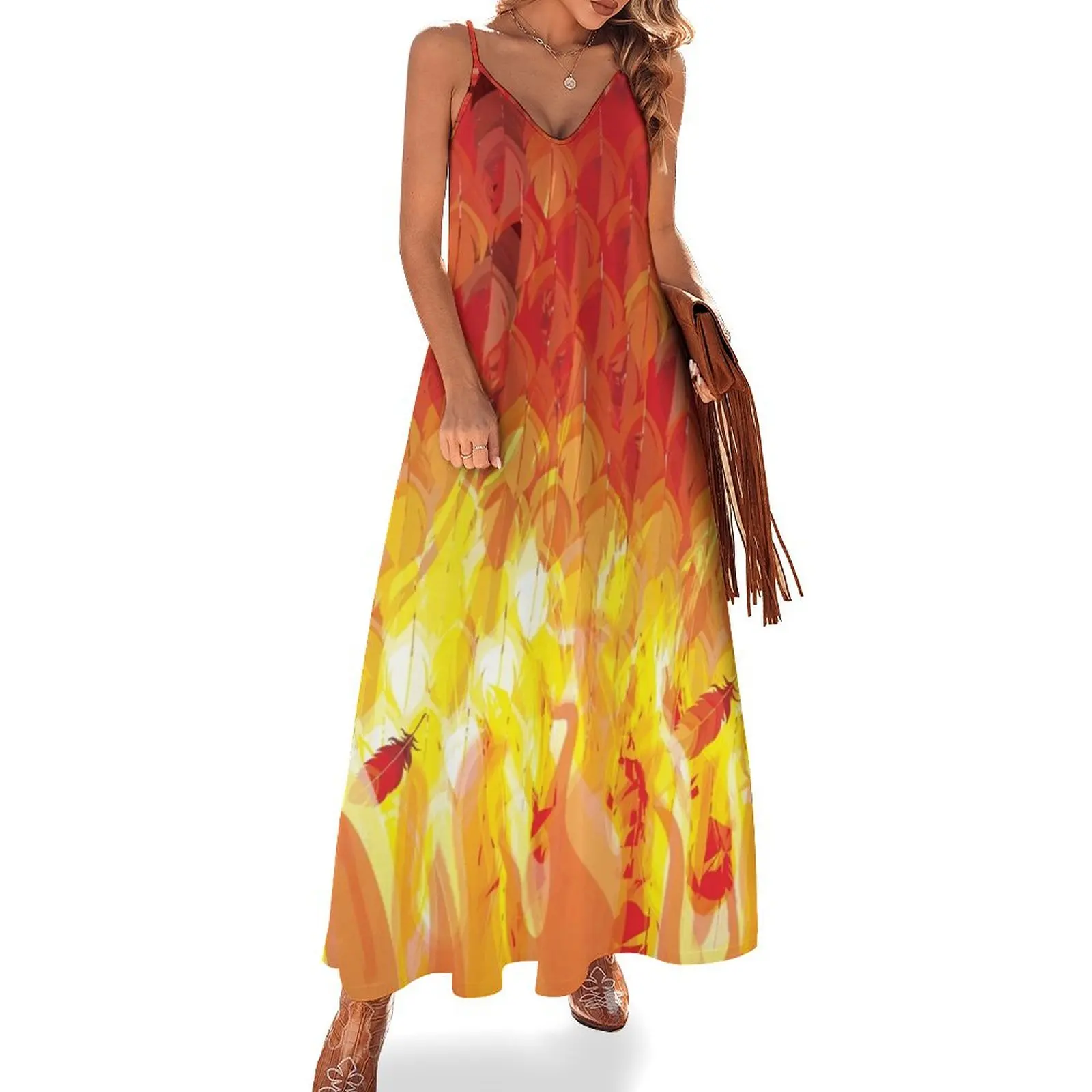 

Phoenix from the Flames Sleeveless Dress dress for woman Elegant gown