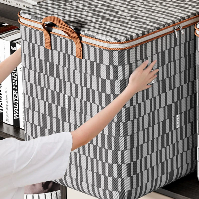 Quilt Bins Container Fabric Storage Bags With Lids Houndstooth Clothes