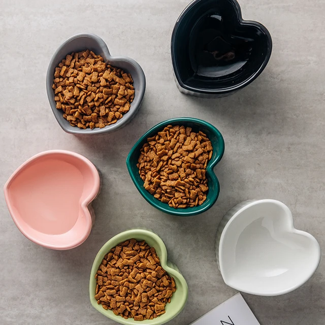 Slanted Ceramic Cat Bowl with Stand - Anti-Tip Elevated Cat Food Dish for Neck Protection, Cute Pet Feeding Bowl dogs universal 5