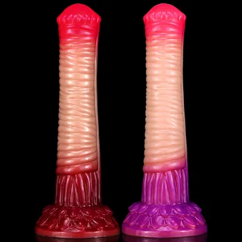 Big Animal Horse Penis Soft Silicone Long Realistic Dildo Colorful Red /Purple Sucker Cock Anal Sex Toys For Men Women Couples 1