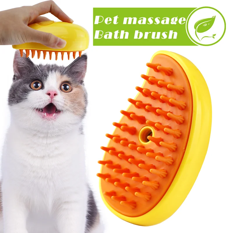 

Pet Steam Brush Steam Brush Electric Sprayer for Massage 3 in 1 Dog Steamer Brush Hair Removal Grooming Combs Cat Supplies