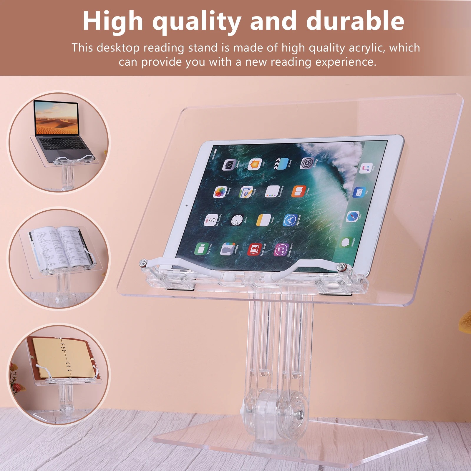 Acrylic Tablet Stand 180° Rotation Swivel Tablet Stand Transparent Tablet Holder Tablet Bracket for iPad Book Desktop Holder