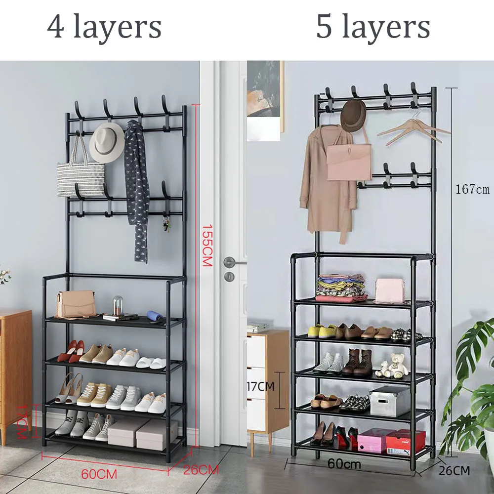Coat Rack Clothes Hanger Floor Hanger Storage Wardrobe Clothing Drying Racks Shoe Rack Bathroom Furniture Hanger Rack Hangers