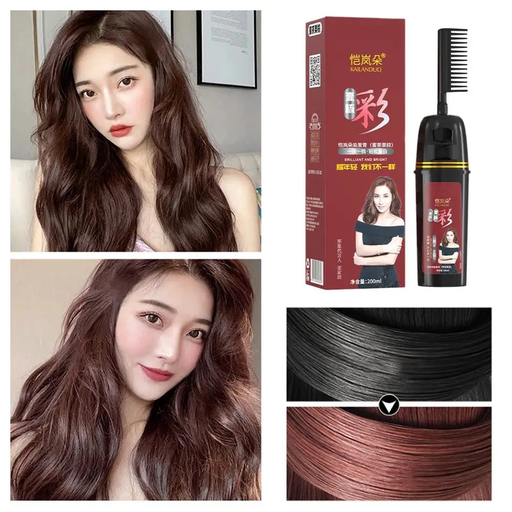 200ml Black Hair Dye Shampoo With Comb Black Hair dye hair cover permanent cream pure to dye dye plant-based instant hair B8A5