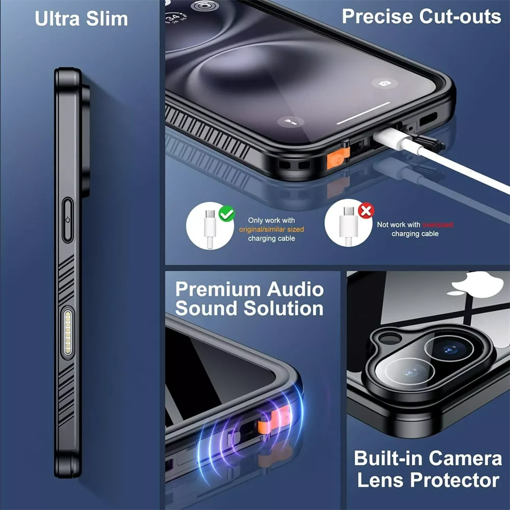 Luxury IP68 Waterproof Metal Case - Premium Underwater Protection and Style