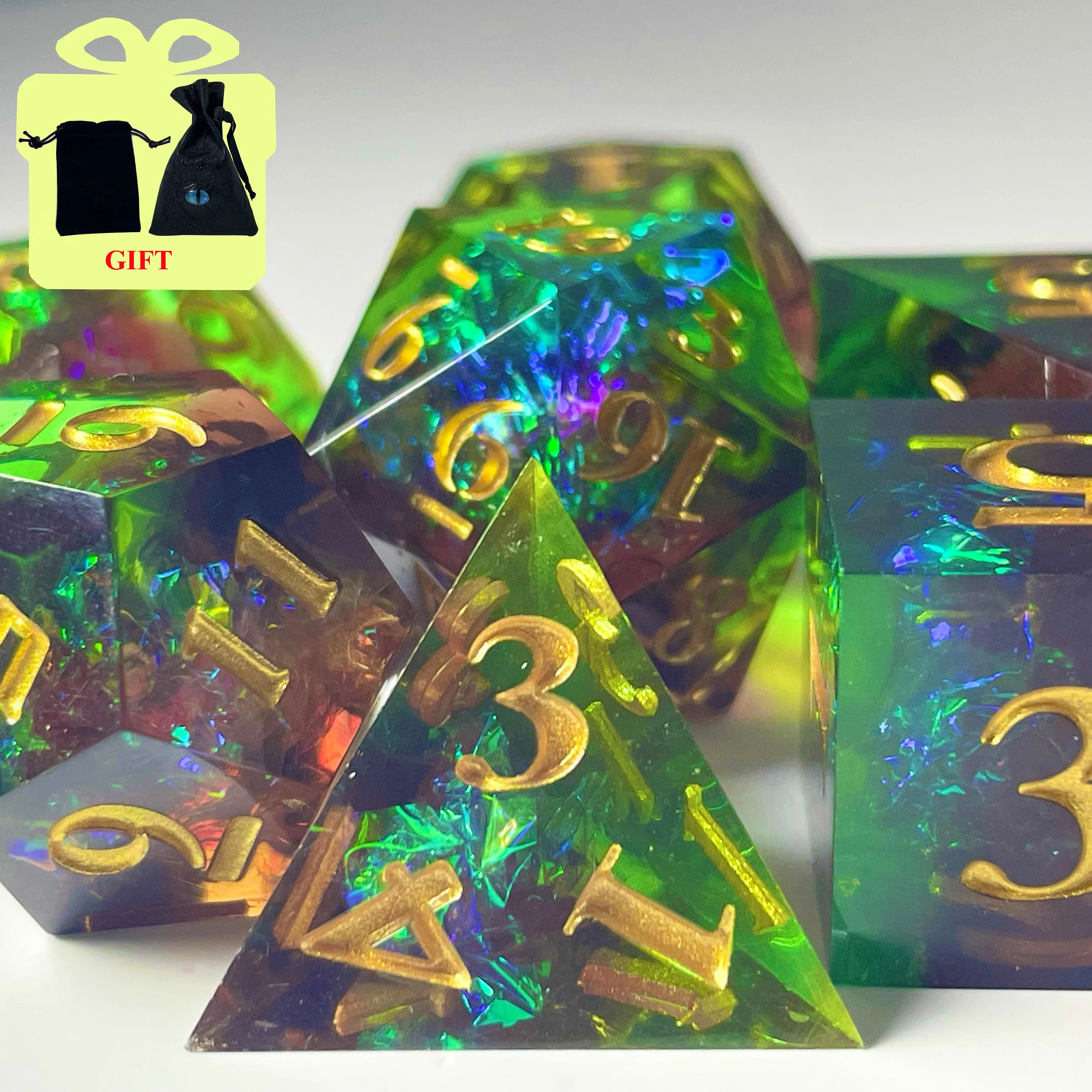 

7pcs D&D Dice Set Resin Dice Dungeon & Dragons Game Accessories Popular Party Tabletop Game Accessories Game Role-Playing D20 D6