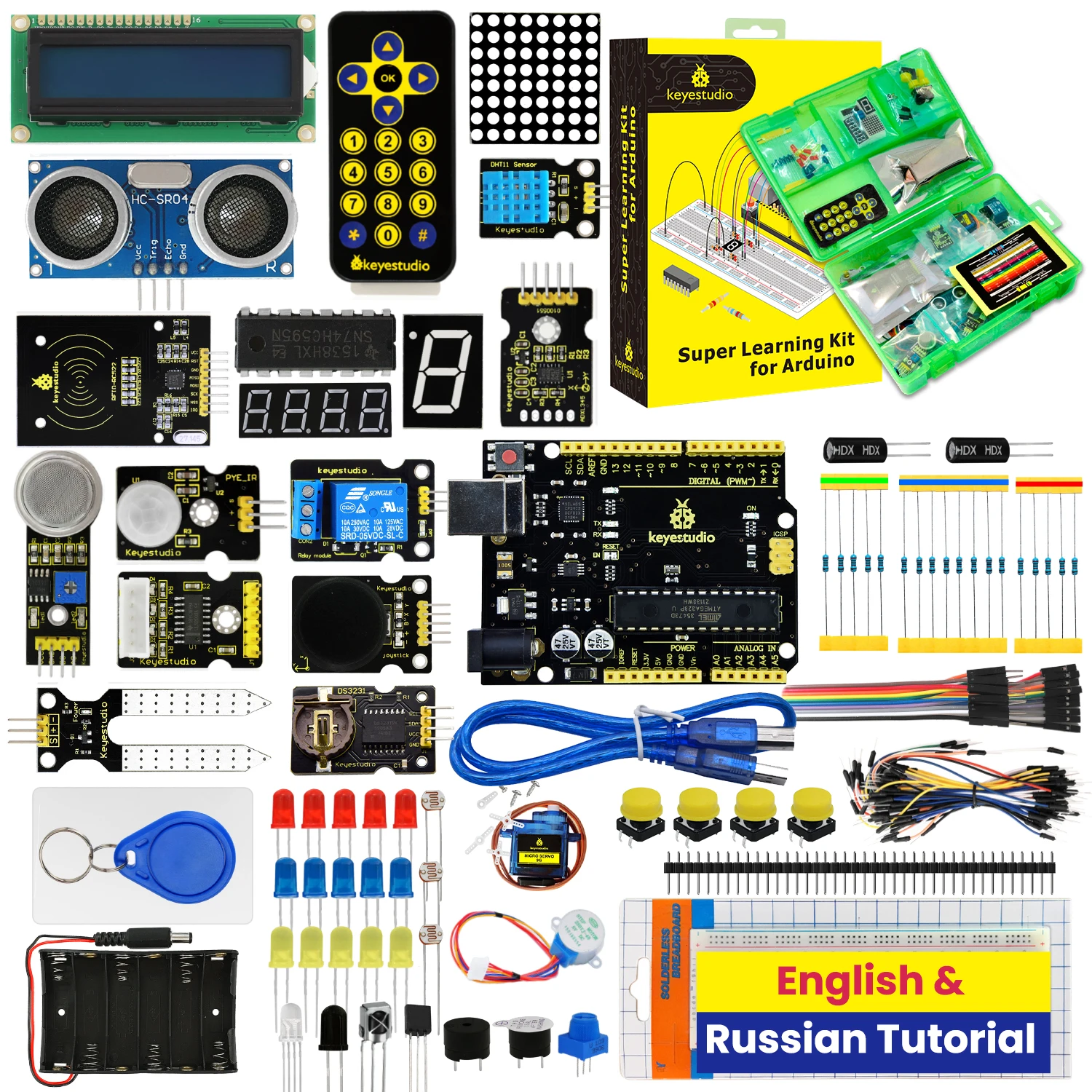 Новинка-Стартовый-супер-набор-keyestudio-с-платой-v40-для-arduino-стартовый-набор-для-unor3-32-проектов-учебное-пособие-с-подарочной-коробкой