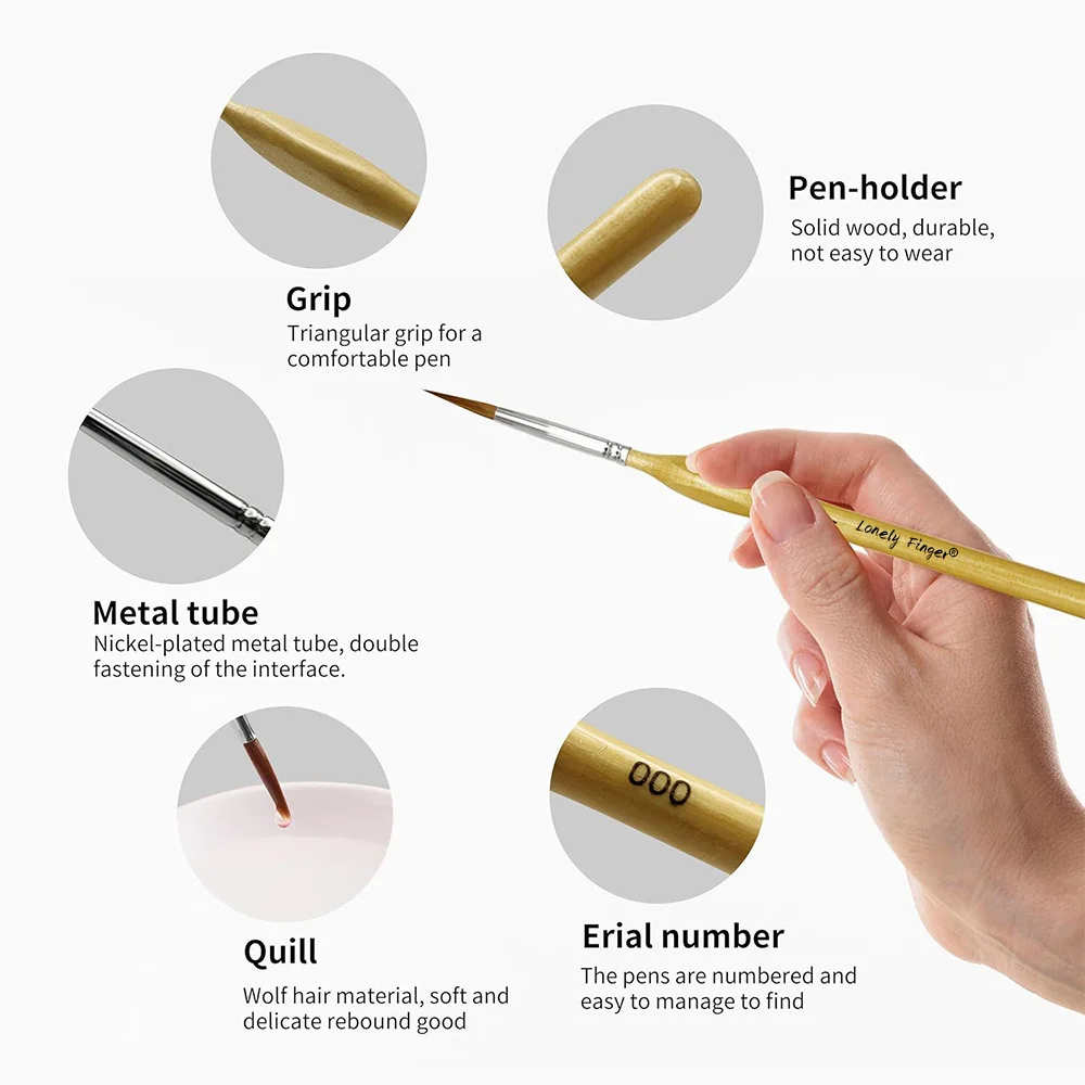 11pcs Professional Fine Detail Paint Brushes Set with Ergonomic Handle Nylon Miniature Painting Brushes for Acrylic Watercolor 3
