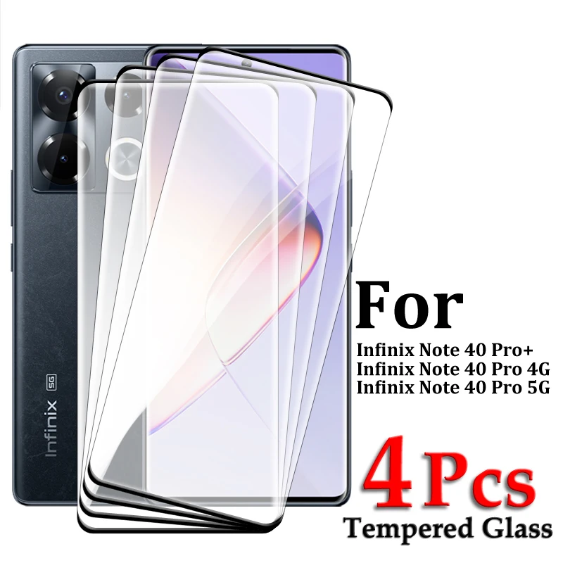 

2/3/4PCS For Infinix Note 40 Pro Tempered Glass For Infinix Note 40 Pro 4G 5G Screen Protector 3D Curved Full Cover Glass