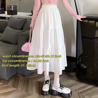 Casual Vintage Women Skirt Matching Chic Lady's White Skirt Sweet Girl's Cake Skirt Elastic Waist A-Line Mid Length Flare Skirt - Image 6