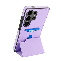 Luxury Leather Wallet Case with Card Holder and Shockproof Back Cover - Samsung S22 (Light Purple)