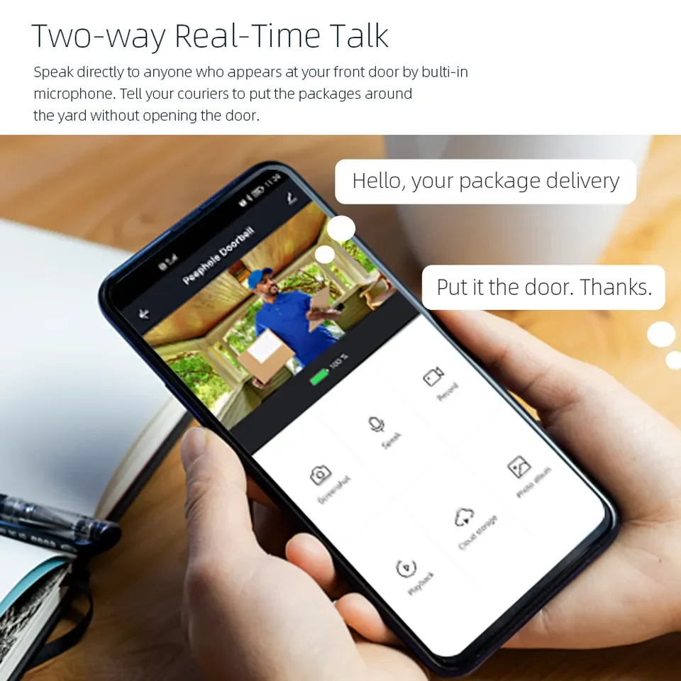 Tuya Smart Video Doorbell Camera 4400mAh Battery 1080P WiFi Intercom Door Bell Cam Two-Way Audio with Alexa Echo Show Home